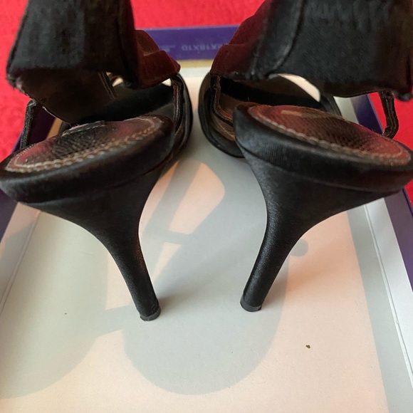 Black Satin 4 inch Heels. - Picture 4 of 5